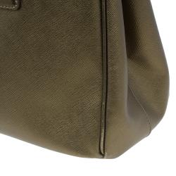 Pre Owned Prada Bronze Saffiano Lux Leather Small Double Zip Tote