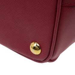 Pre Owned Prada Orange/Red Saffiano Lux Leather Medium Double Zip Tote