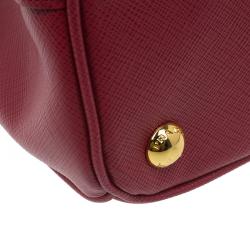 Pre Owned Prada Orange/Red Saffiano Lux Leather Medium Double Zip Tote