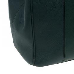 Pre Owned Prada Green Two Tone Saffiano Lux Leather Medium Double Zip Tote