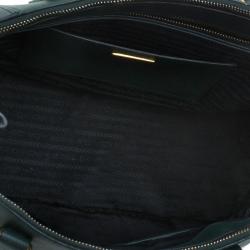 Pre Owned Prada Green Two Tone Saffiano Lux Leather Medium Double Zip Tote