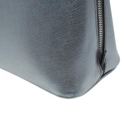 Pre Owned Prada Silver Saffiano Leather Small Vernice Promenade Top Handle Bag