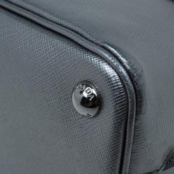 Pre Owned Prada Silver Saffiano Leather Small Vernice Promenade Top Handle Bag