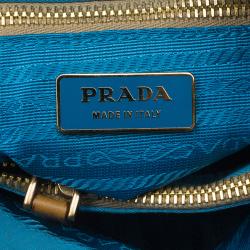 مملوكة مسبقًا حقيبة يد برادا تيسوتو فيتيلو شراشيب جلد أزرق سماوي 