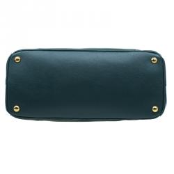 Pre Owned Prada Green Bicolor Saffiano Lux Leather Medium Double Zip Tote