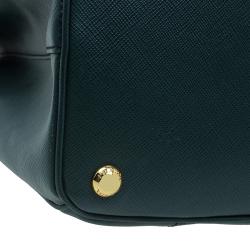 Pre Owned Prada Green Bicolor Saffiano Lux Leather Medium Double Zip Tote