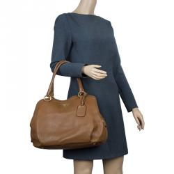 Pre Owned Prada Brown Deerskin Leather Top Handle Bag