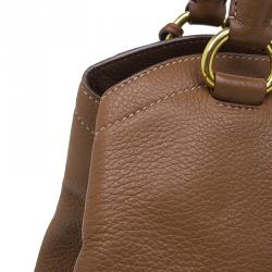 Pre Owned Prada Brown Deerskin Leather Top Handle Bag