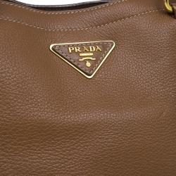 Pre Owned Prada Brown Deerskin Leather Top Handle Bag