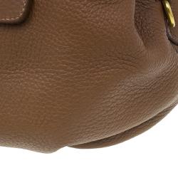 Pre Owned Prada Brown Deerskin Leather Top Handle Bag