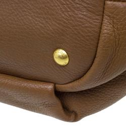 Pre Owned Prada Brown Deerskin Leather Top Handle Bag