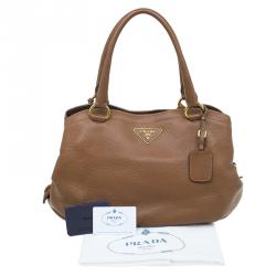 Pre Owned Prada Brown Deerskin Leather Top Handle Bag