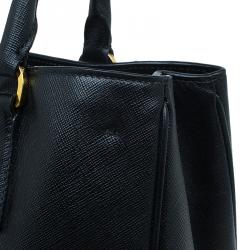 Pre Owned Prada Black Saffiano Lux Leather Small Tote