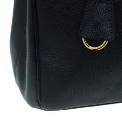 Pre Owned Prada Black Saffiano Lux Leather Small Tote