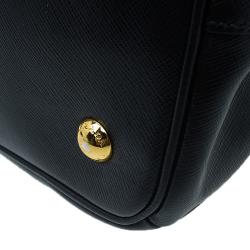 Pre Owned Prada Black Saffiano Lux Leather Small Tote
