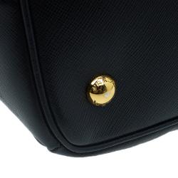 Pre Owned Prada Black Saffiano Lux Leather Small Tote