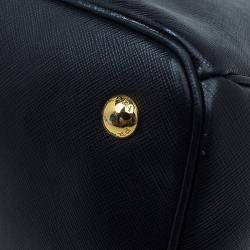 Pre Owned Prada Black Saffiano Lux Leather Small Tote