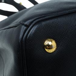 Pre Owned Prada Black Saffiano Lux Leather Small Tote
