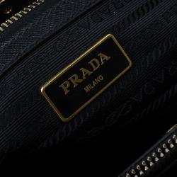 Pre Owned Prada Black Saffiano Lux Leather Small Tote