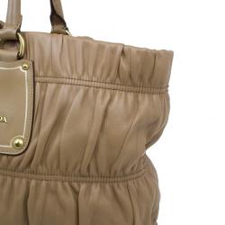 Pre Owned Prada Beige Leather Large Nappa Gaufre Tote