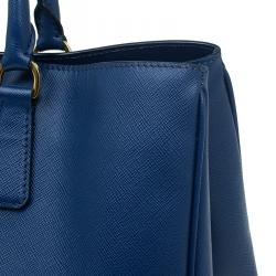 Pre Owned Prada Blue Saffiano Lux Leather Large Tote 