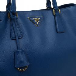 Pre Owned Prada Blue Saffiano Lux Leather Large Tote 