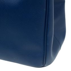Pre Owned Prada Blue Saffiano Lux Leather Large Tote 