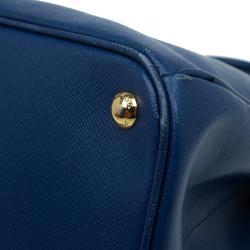 Pre Owned Prada Blue Saffiano Lux Leather Large Tote 