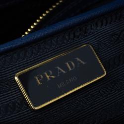 Pre Owned Prada Blue Saffiano Lux Leather Large Tote 