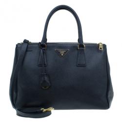 مملوكة مسبقًا Prada Black Saffiano Small Lux Double Zip Tote