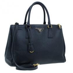 مملوكة مسبقًا Prada Black Saffiano Small Lux Double Zip Tote