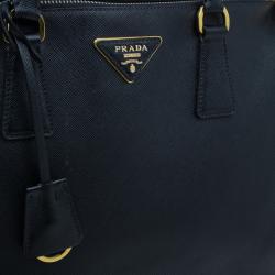 مملوكة مسبقًا Prada Black Saffiano Small Lux Double Zip Tote