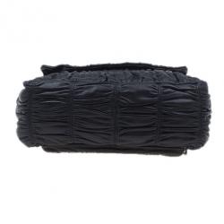 Pre Owned Prada Black Ruched Nappa Leather Chain Detail Shoulder Bag