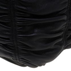Pre Owned Prada Black Ruched Nappa Leather Chain Detail Shoulder Bag