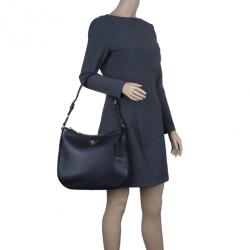 Pre Owned Prada Black Saffiano Cervo Hobo