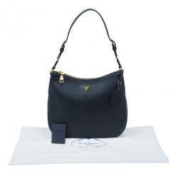 Pre Owned Prada Black Saffiano Cervo Hobo