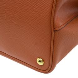 Pre Owned Prada Orange Saffiano Leather Double Handle Tote 