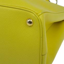 Pre Owned Prada Yellow Saffiano Small Double Zip Top Handle Tote