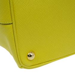 Pre Owned Prada Yellow Saffiano Small Double Zip Top Handle Tote