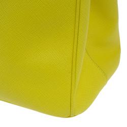 Pre Owned Prada Yellow Saffiano Small Double Zip Top Handle Tote