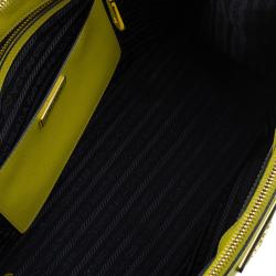 Pre Owned Prada Yellow Saffiano Small Double Zip Top Handle Tote