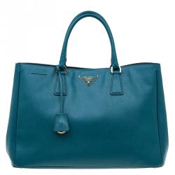 Pre Owned Prada Pine Green Saffiano Lux Leather Large Tote