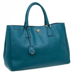 Pre Owned Prada Pine Green Saffiano Lux Leather Large Tote