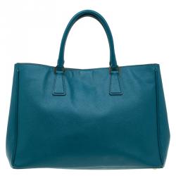 Pre Owned Prada Pine Green Saffiano Lux Leather Large Tote