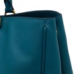 Pre Owned Prada Pine Green Saffiano Lux Leather Large Tote