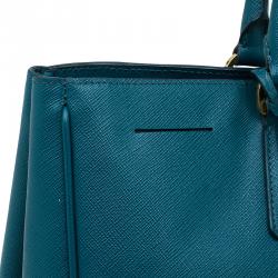 Pre Owned Prada Pine Green Saffiano Lux Leather Large Tote