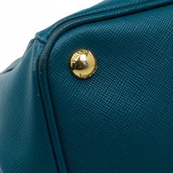 Pre Owned Prada Pine Green Saffiano Lux Leather Large Tote