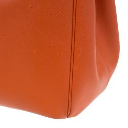 Pre Owned Prada Orange Saffiano Lux Leather Large Tote