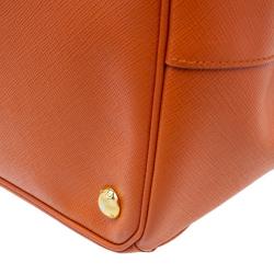 Pre Owned Prada Orange Saffiano Lux Leather Large Tote