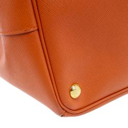 Pre Owned Prada Orange Saffiano Lux Leather Large Tote
